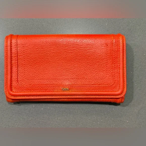 Chloé Orange Leather Continental Wallet in GUC - Picture 1 of 14